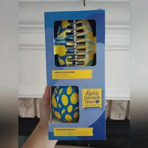 Alex's lemonade stand hair clip accessory detangling brush set blue lemon yellow